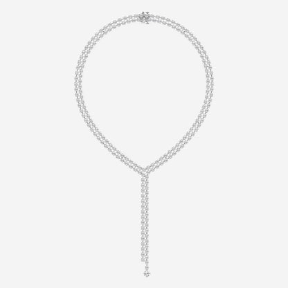 Round Moissanite Diamond Double Row Lariat Fashion Necklace