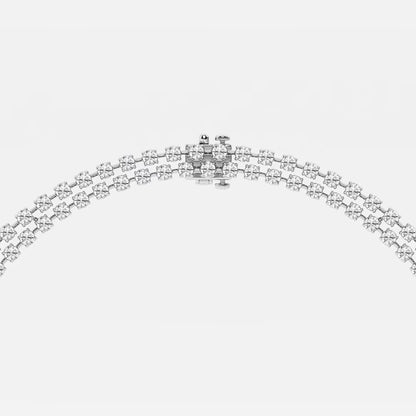 Round Moissanite Diamond Double Row Lariat Fashion Necklace