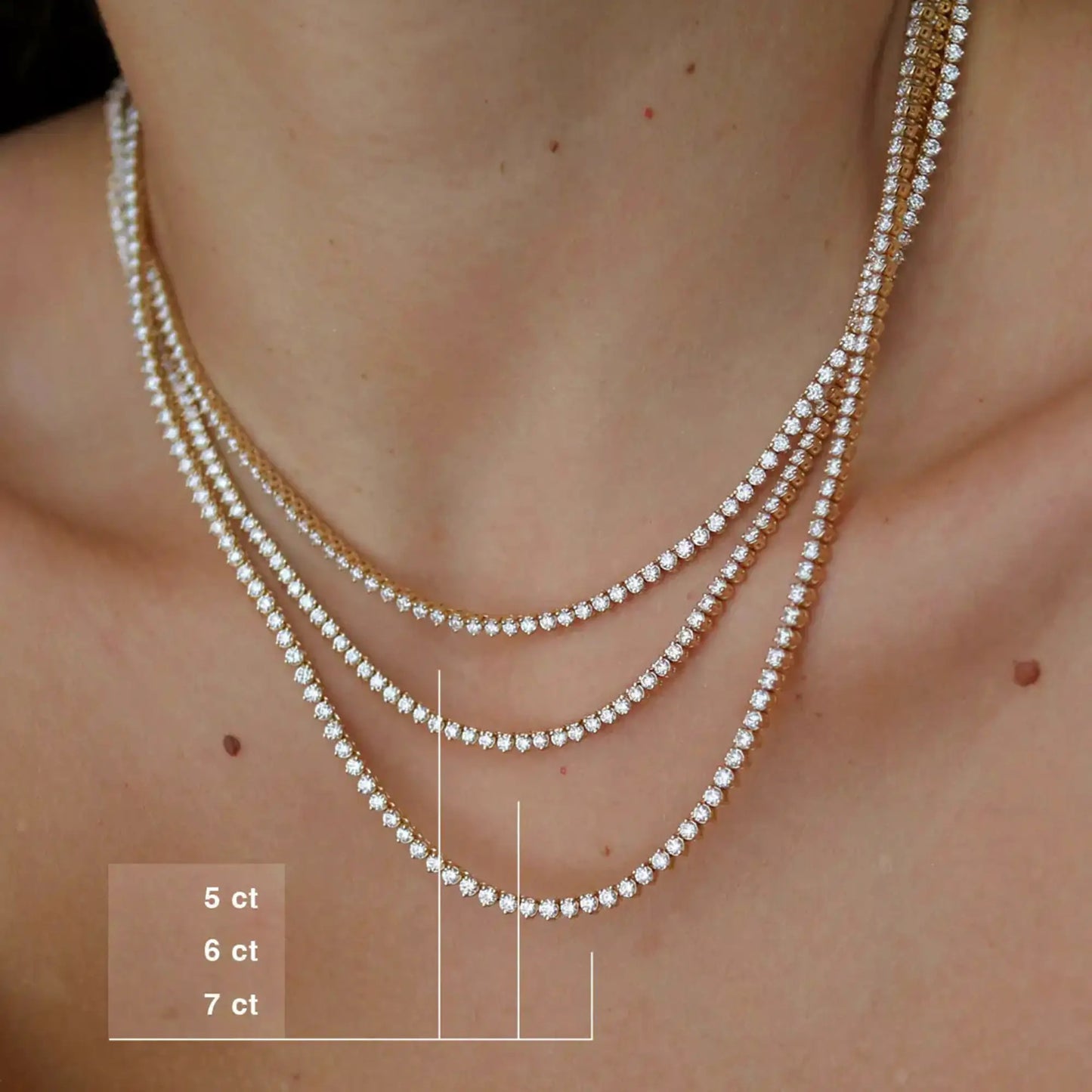 Round Moissanite Diamond Three-Prong Tennis Necklace