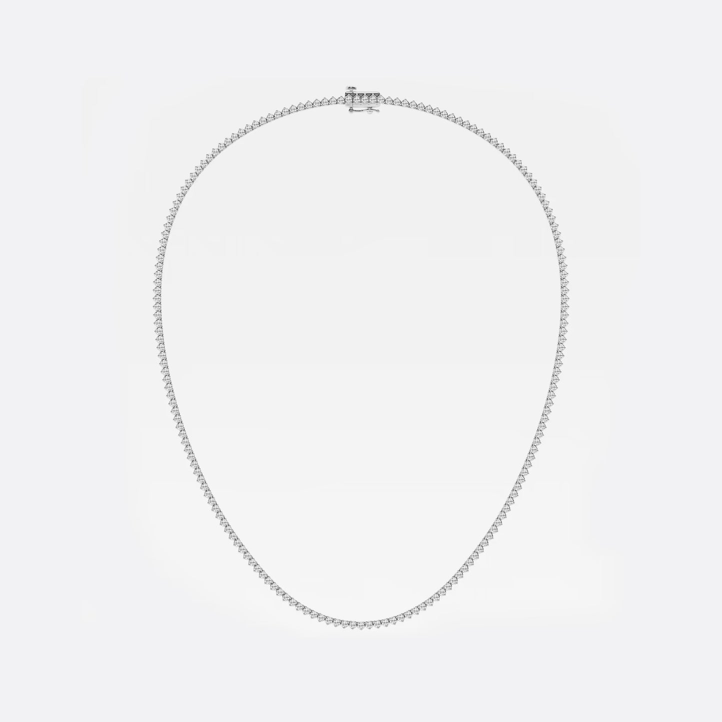 Round Moissanite Diamond Three-Prong Tennis Necklace
