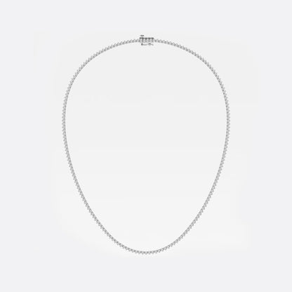 Round Moissanite Diamond Three-Prong Tennis Necklace