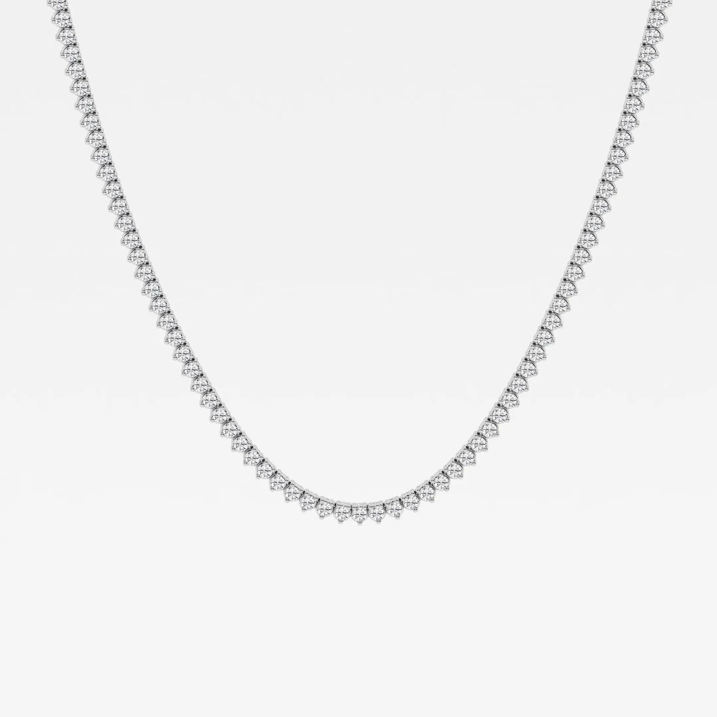 Round Moissanite Diamond Three-Prong Tennis Necklace