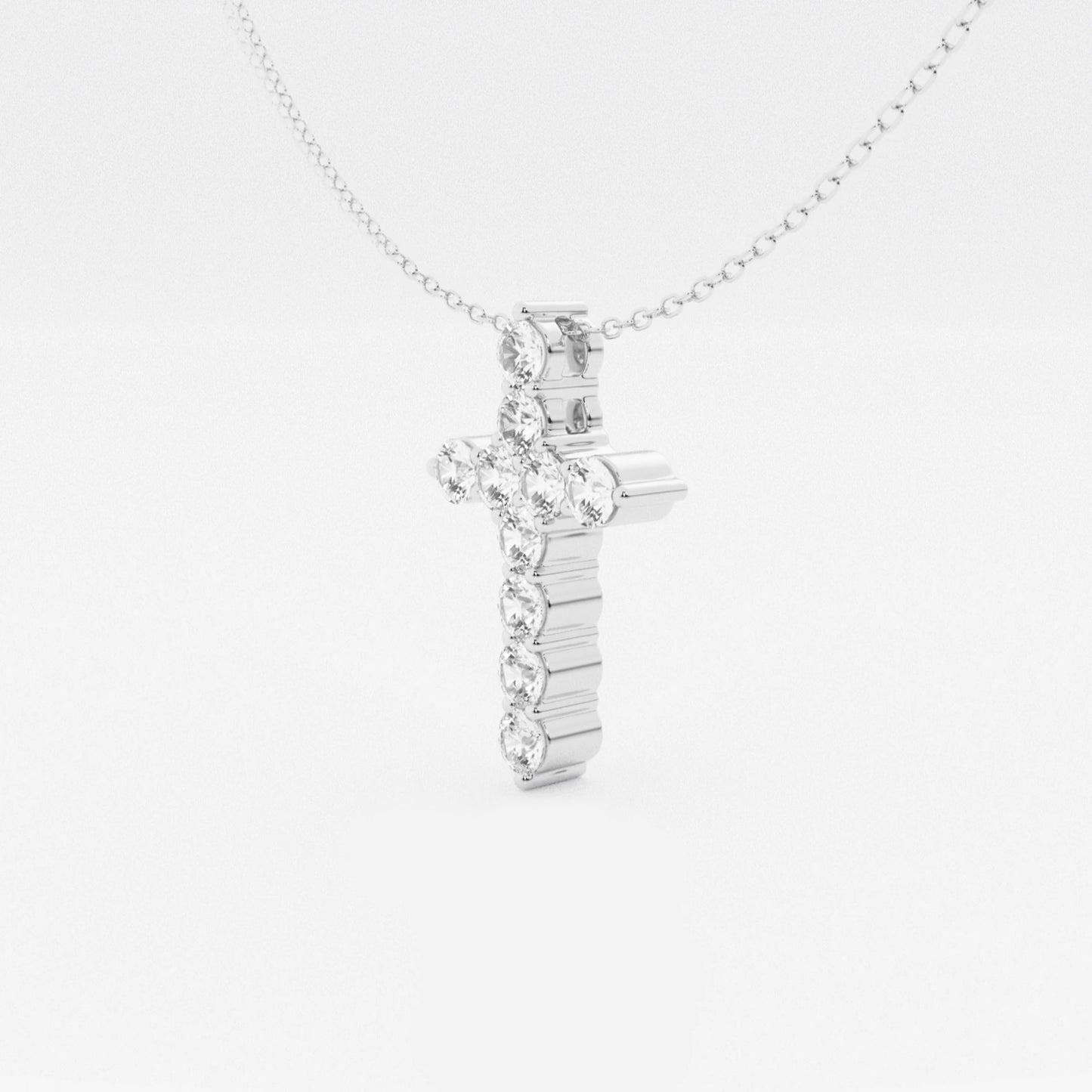 3 ctw Round Moissanite Diamond Cross Pendant with Adjustable Chain