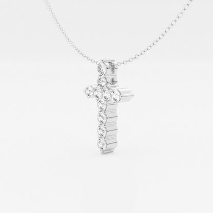 3 ctw Round Moissanite Diamond Cross Pendant with Adjustable Chain