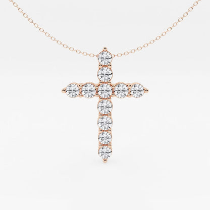 3 ctw Round Moissanite Diamond Cross Pendant with Adjustable Chain