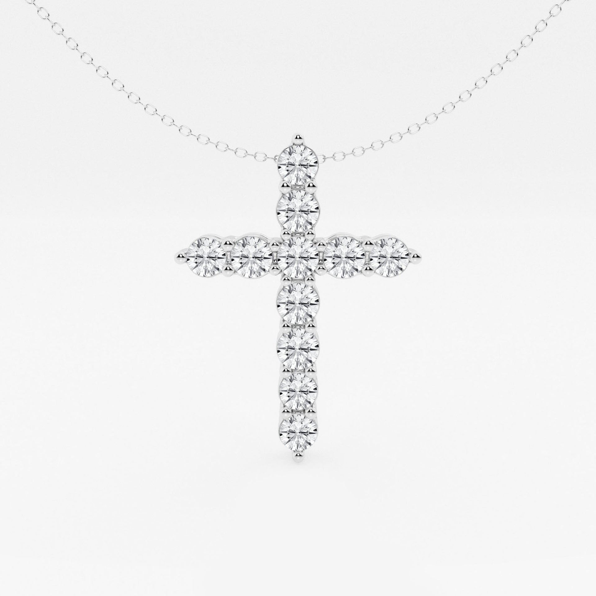 3 ctw Round Moissanite Diamond Cross Pendant with Adjustable Chain