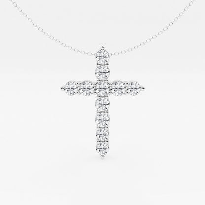 3 ctw Round Moissanite Diamond Cross Pendant with Adjustable Chain