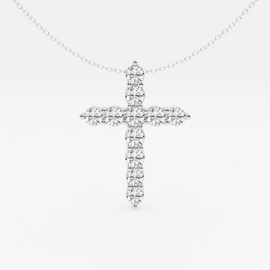 3 ctw Round Moissanite Diamond Cross Pendant with Adjustable Chain