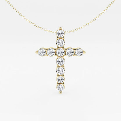 3 ctw Round Moissanite Diamond Cross Pendant with Adjustable Chain