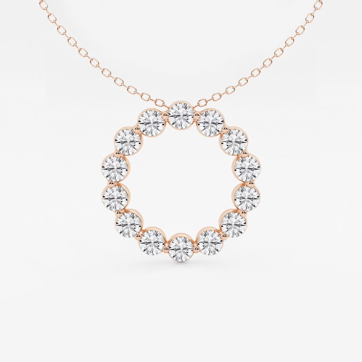 Round Moissanite Diamond Circle Fashion Pendant with Adjustable Chain
