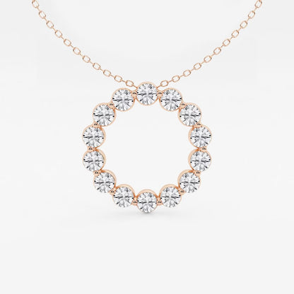 Round Moissanite Diamond Circle Fashion Pendant with Adjustable Chain