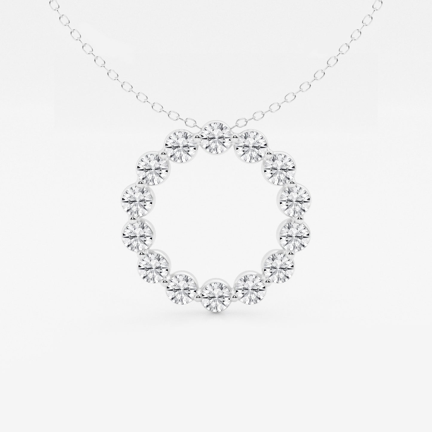 Round Moissanite Diamond Circle Fashion Pendant with Adjustable Chain