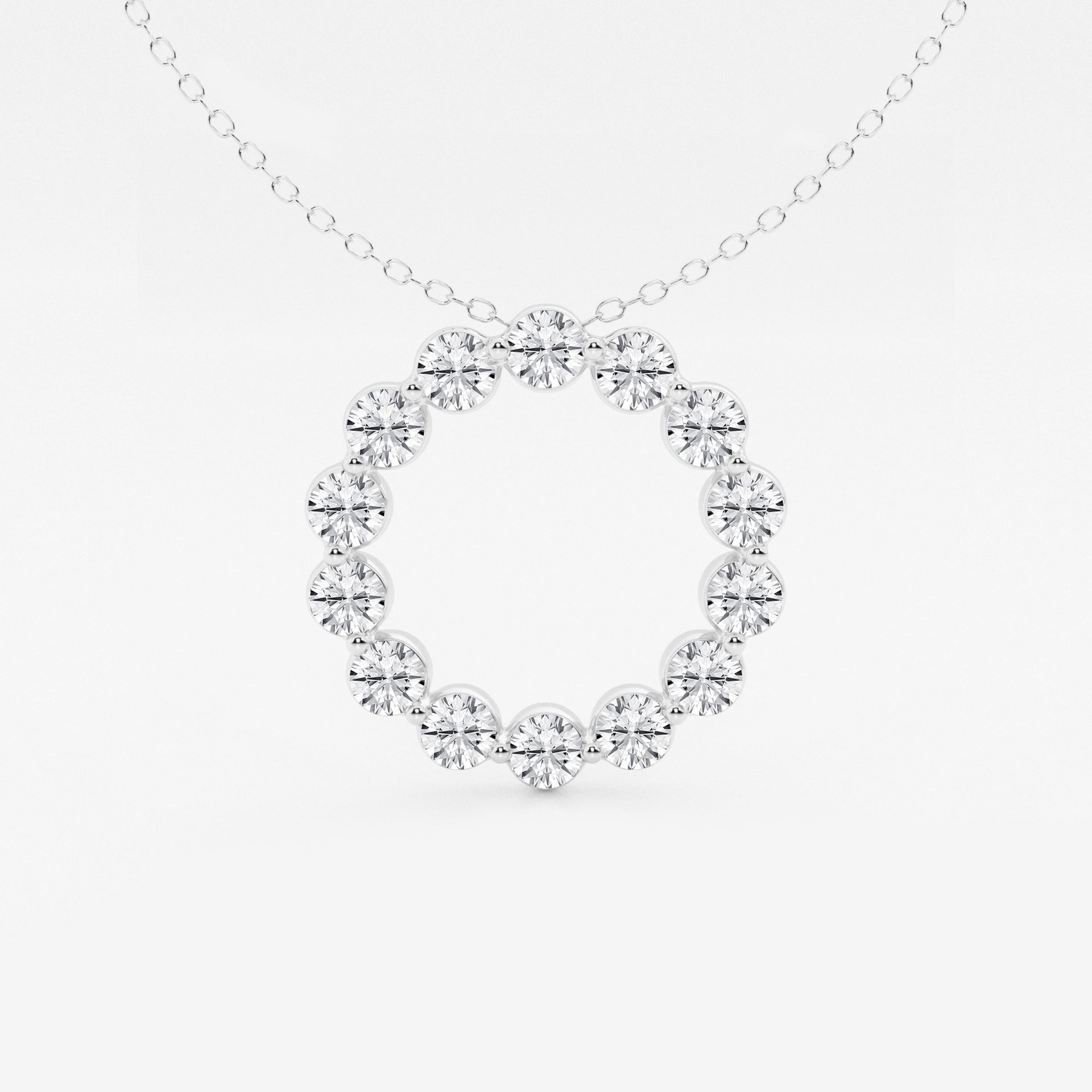 Round Moissanite Diamond Circle Fashion Pendant with Adjustable Chain
