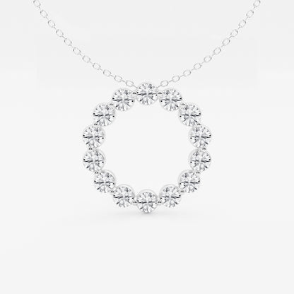 Round Moissanite Diamond Circle Fashion Pendant with Adjustable Chain
