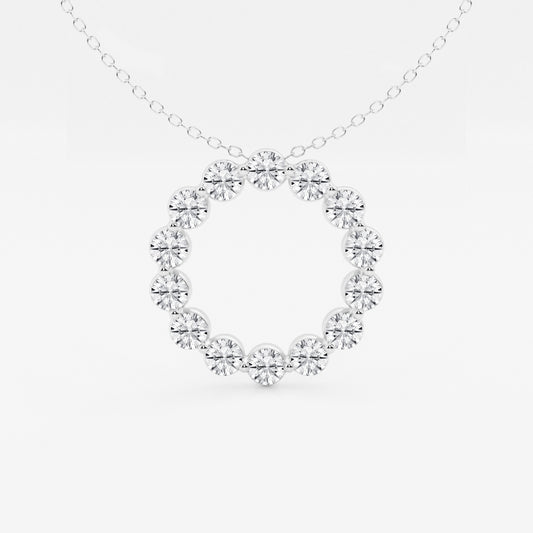 Round Moissanite Diamond Circle Fashion Pendant with Adjustable Chain