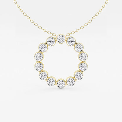 Round Moissanite Diamond Circle Fashion Pendant with Adjustable Chain