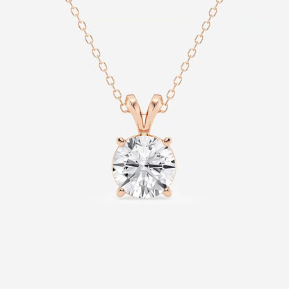 Round Moissanite Diamond Split Bail Solitaire Pendant with Adjustable Chain