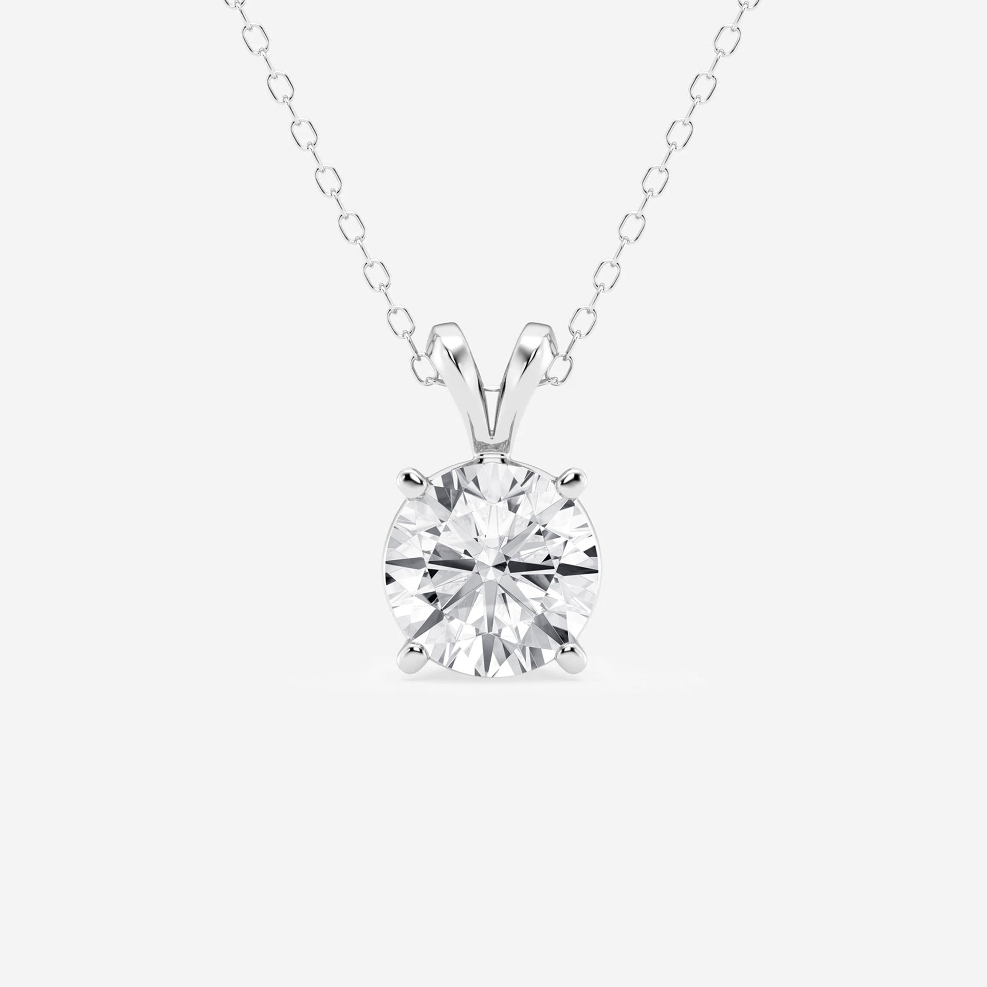 Round Moissanite Diamond Split Bail Solitaire Pendant with Adjustable Chain