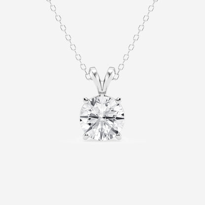 Round Moissanite Diamond Split Bail Solitaire Pendant with Adjustable Chain