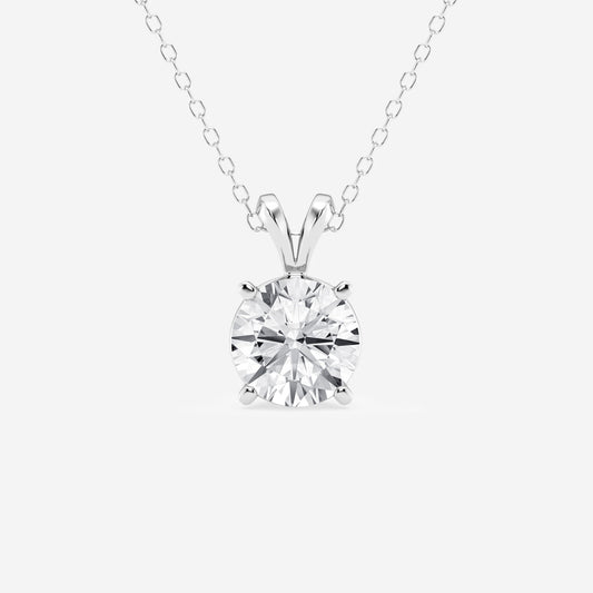 Round Moissanite Diamond Split Bail Solitaire Pendant with Adjustable Chain