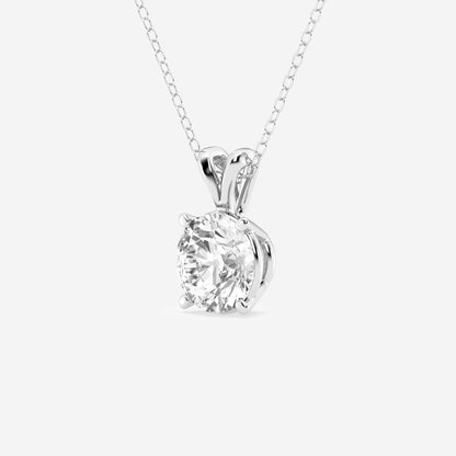 Round Moissanite Diamond Split Bail Solitaire Pendant with Adjustable Chain