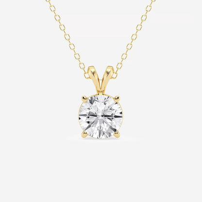 Round Moissanite Diamond Split Bail Solitaire Pendant with Adjustable Chain