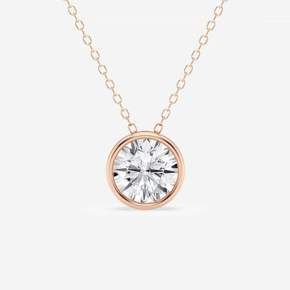 2 ctw Round Moissanite Diamond Bezel Set Solitaire Pendant with Adjustable Chain