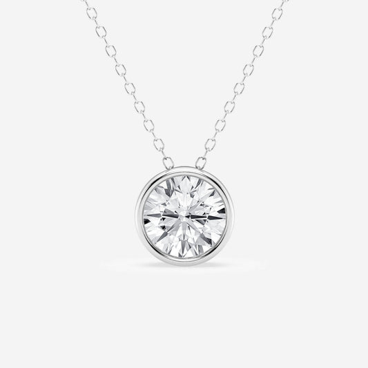 2 ctw Round Moissanite Diamond Bezel Set Solitaire Pendant with Adjustable Chain
