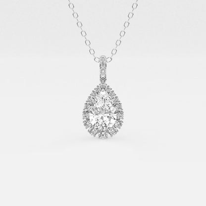 Badgley Mischka Near-Colorless 2 1/4 ctw Pear Moissanite Diamond Halo Pendant with Adjustable Chain