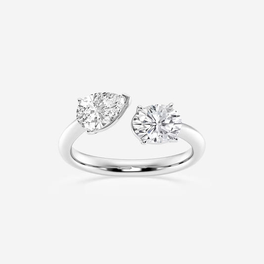 1 1/2 Toi Et Moi Pear and Oval Moissanite Diamond Fashion Ring