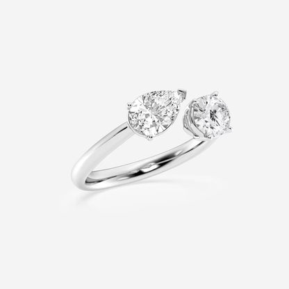 1 1/2 Toi Et Moi Pear and Oval Moissanite Diamond Fashion Ring