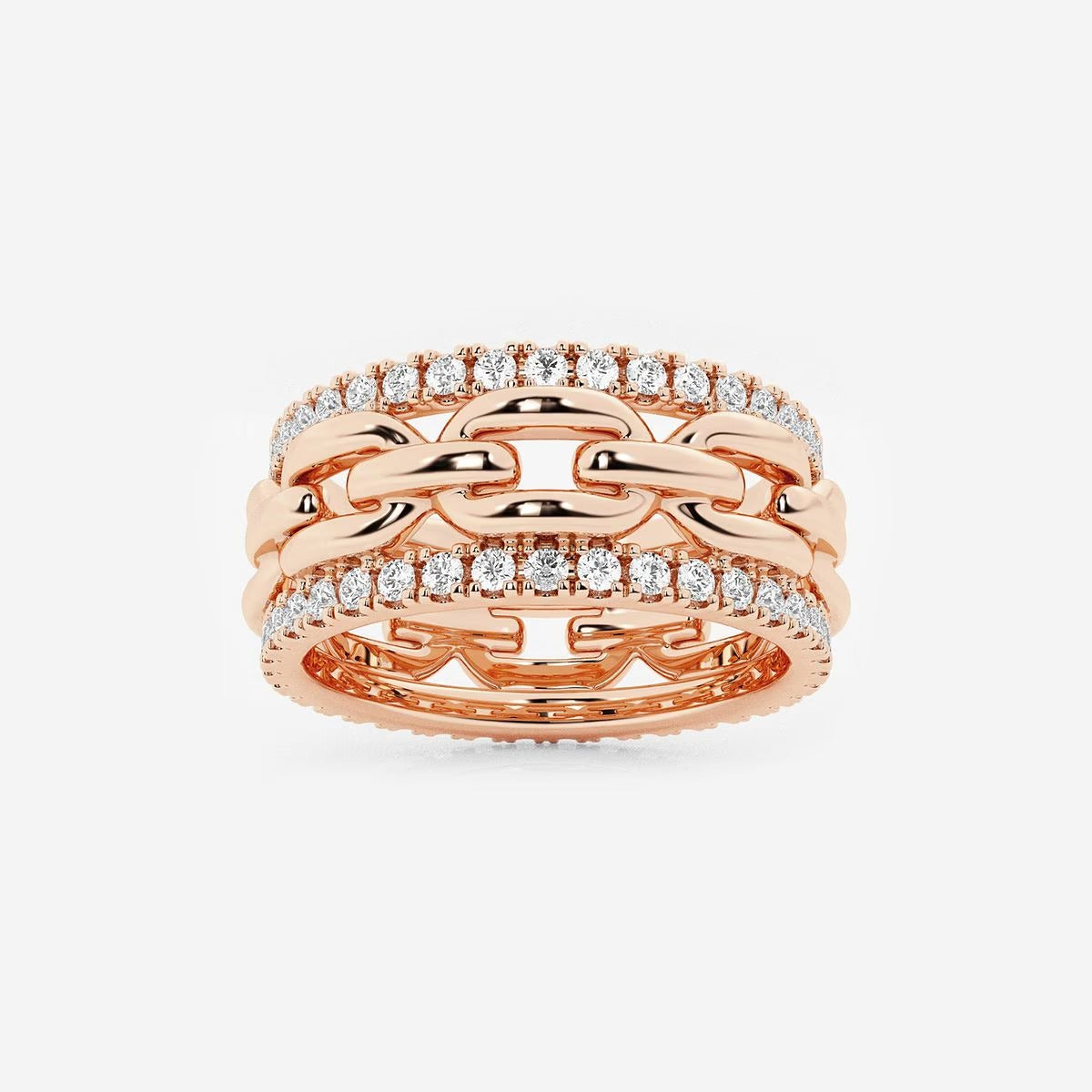 Round Moissanite Diamond Link Fashion Band