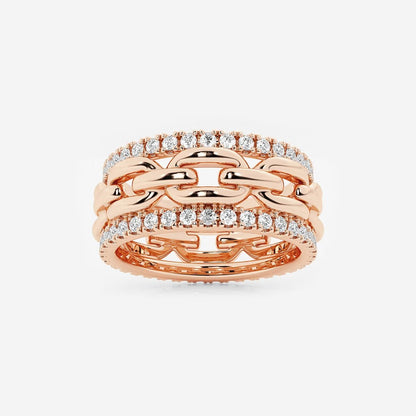 Round Moissanite Diamond Link Fashion Band