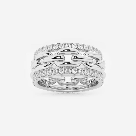 Round Moissanite Diamond Link Fashion Band
