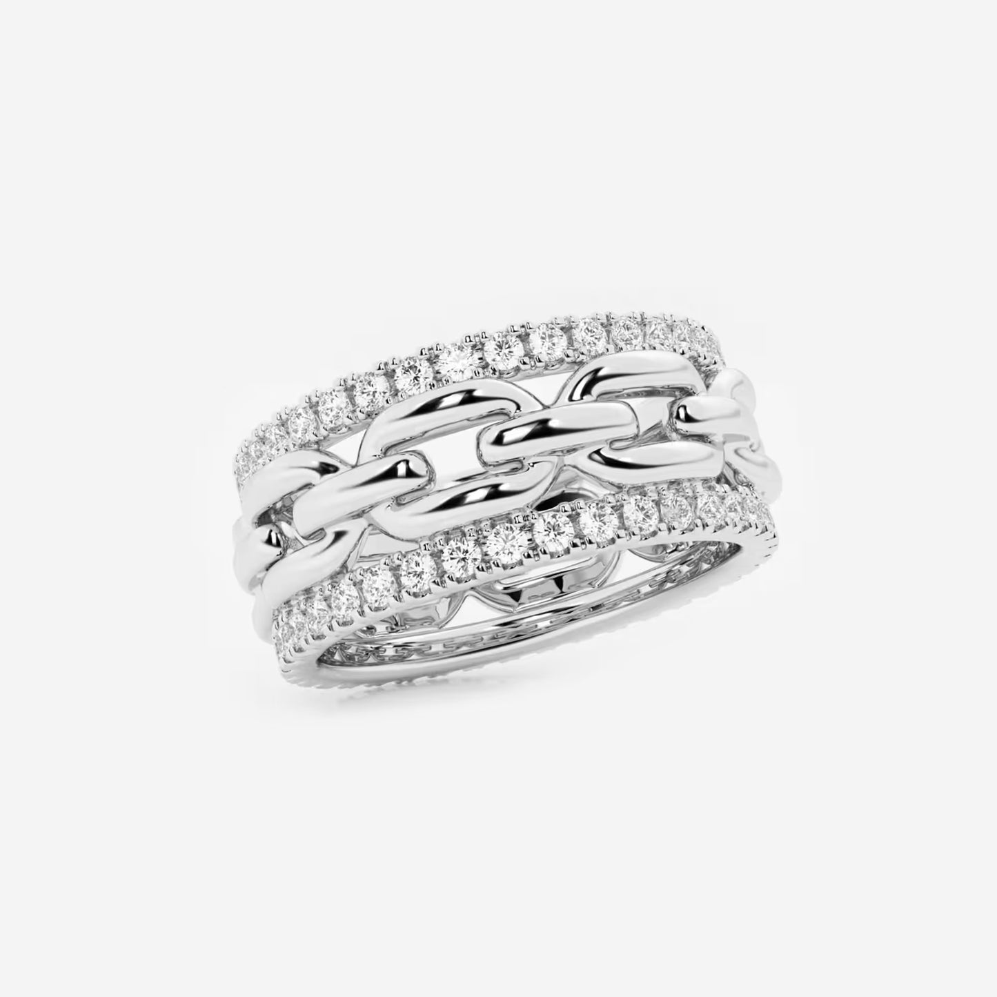 Round Moissanite Diamond Link Fashion Band