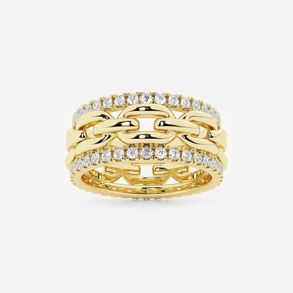 Round Moissanite Diamond Link Fashion Band