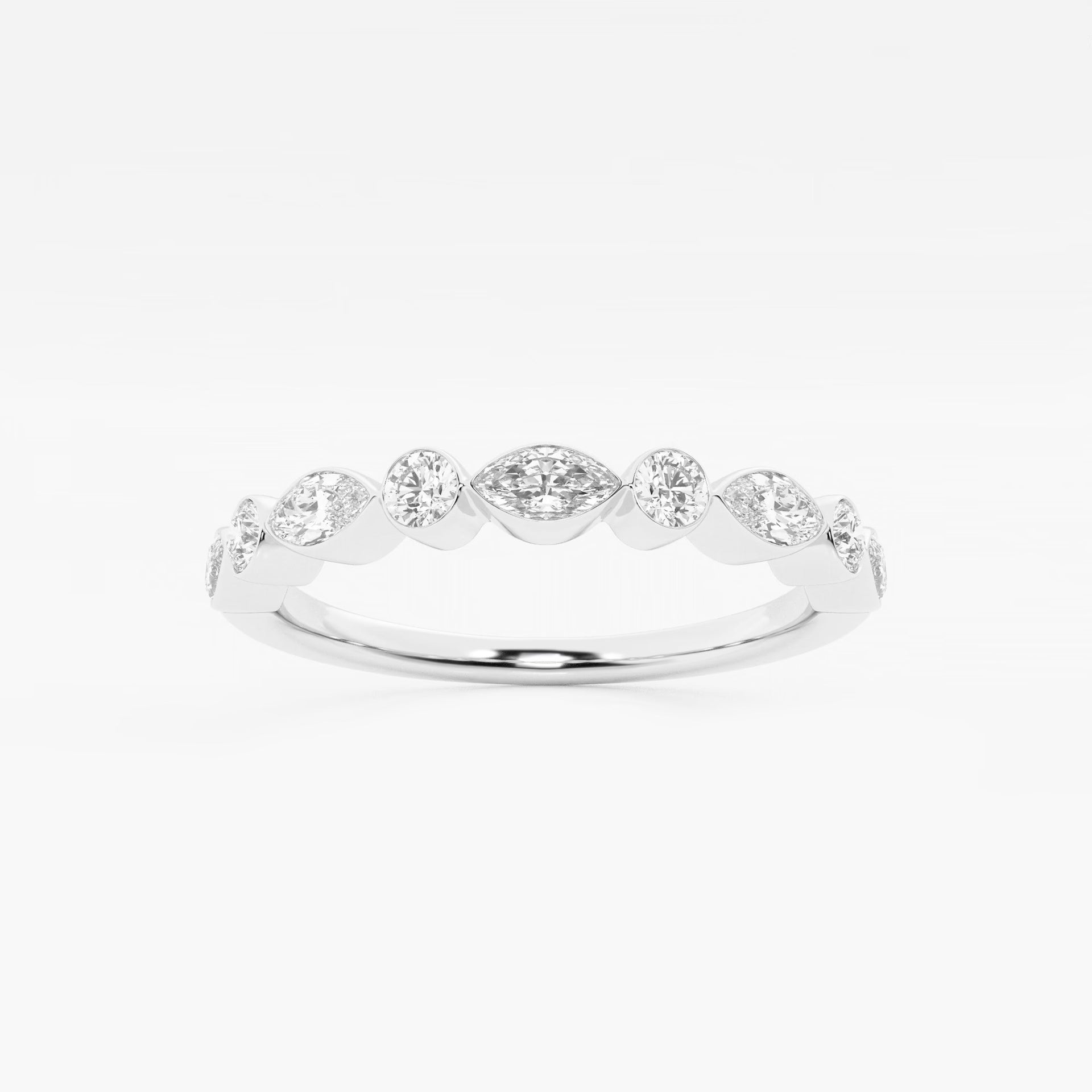 3/8 ctw Round and Marquise Moissanite Diamond Stackable Ring