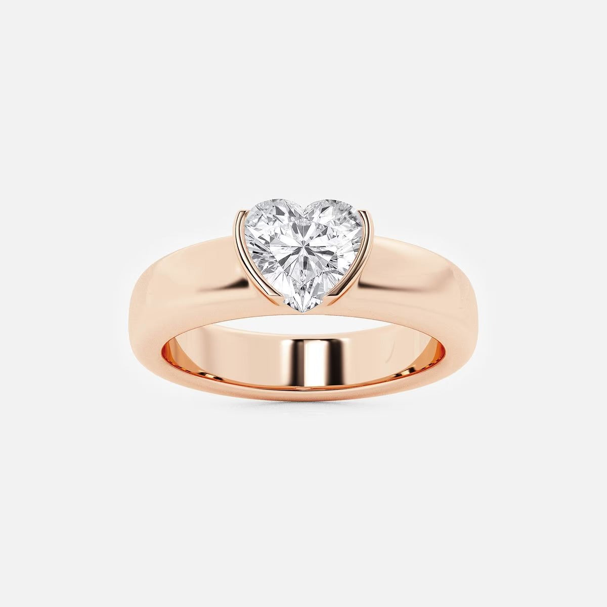 näas 1 ctw Heart Moissanite Diamond Half Bezel Stackable Ring