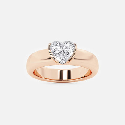 näas 1 ctw Heart Moissanite Diamond Half Bezel Stackable Ring