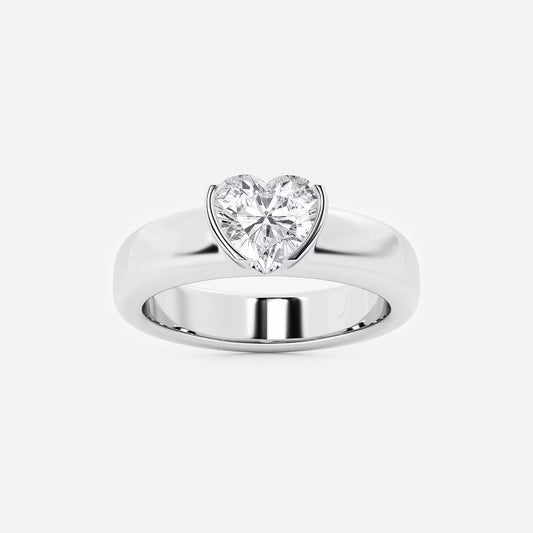 näas 1 ctw Heart Moissanite Diamond Half Bezel Stackable Ring