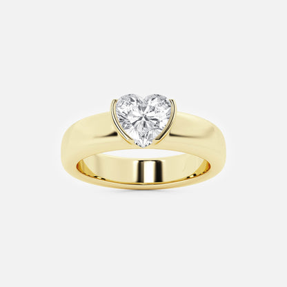 näas 1 ctw Heart Moissanite Diamond Half Bezel Stackable Ring