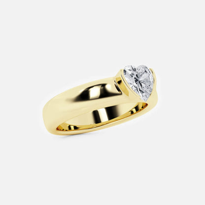 näas 1 ctw Heart Moissanite Diamond Half Bezel Stackable Ring