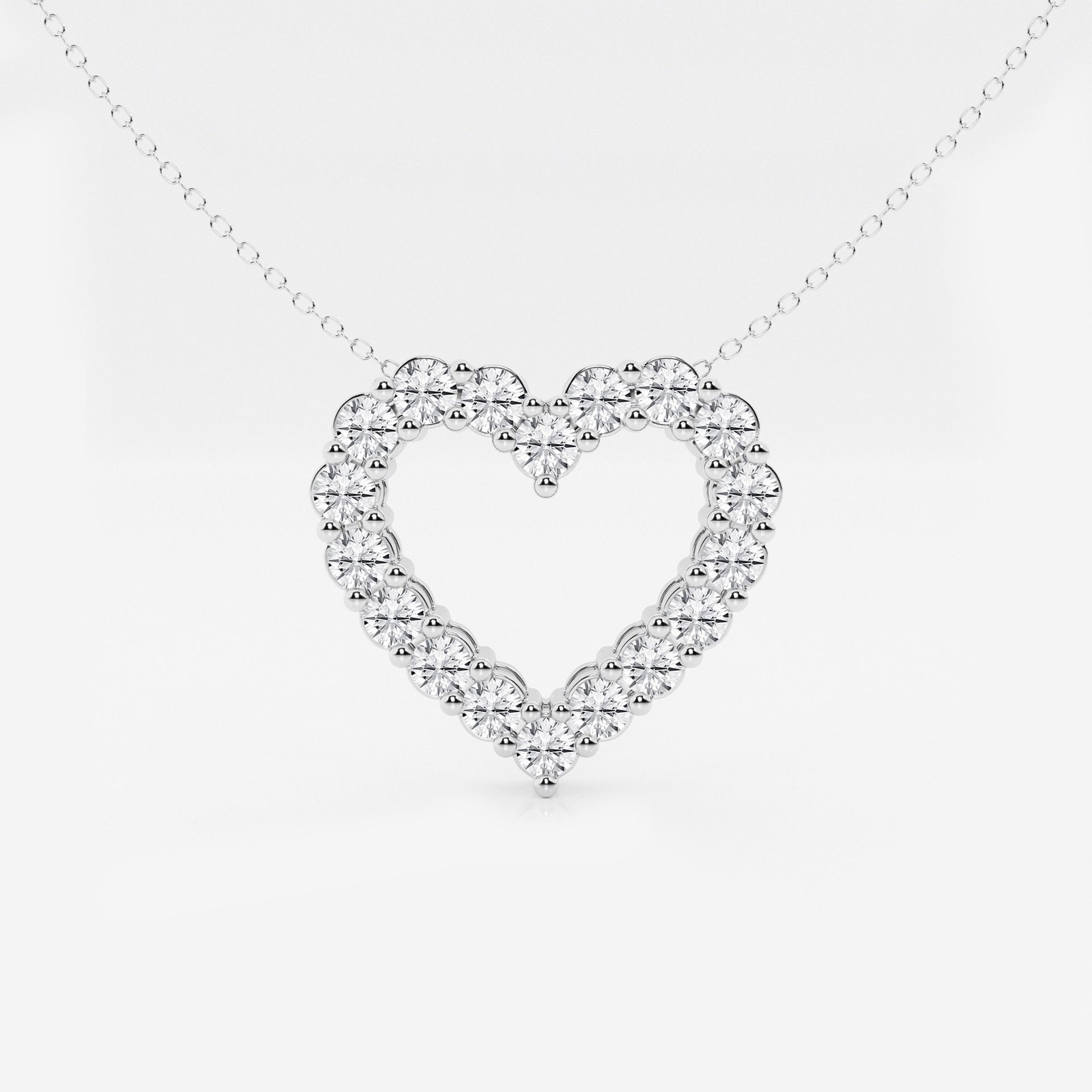 Round Moissanite Diamond Heart Pendant with Adjustable Chain