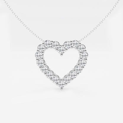 Round Moissanite Diamond Heart Pendant with Adjustable Chain