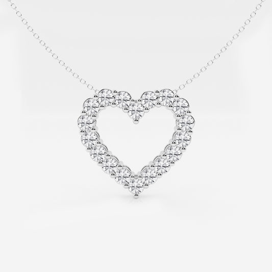 Round Moissanite Diamond Heart Pendant with Adjustable Chain