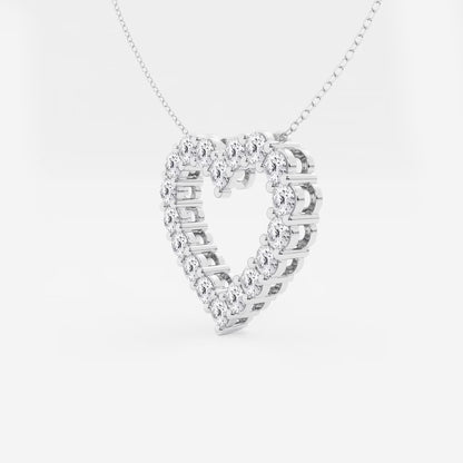 Round Moissanite Diamond Heart Pendant with Adjustable Chain