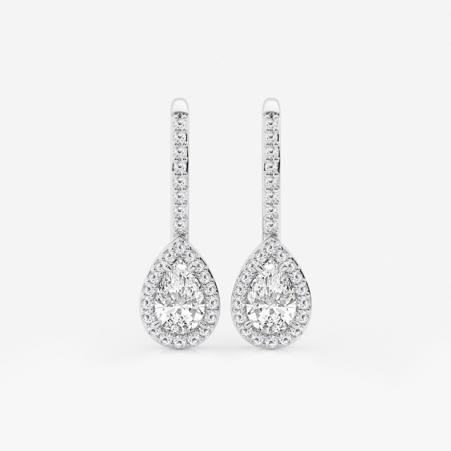 Pear Moissanite Diamond Halo Fashion Earrings