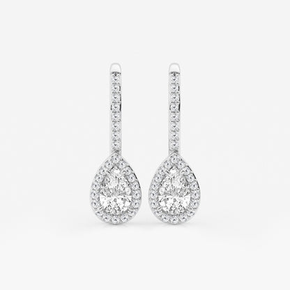 Pear Moissanite Diamond Halo Fashion Earrings