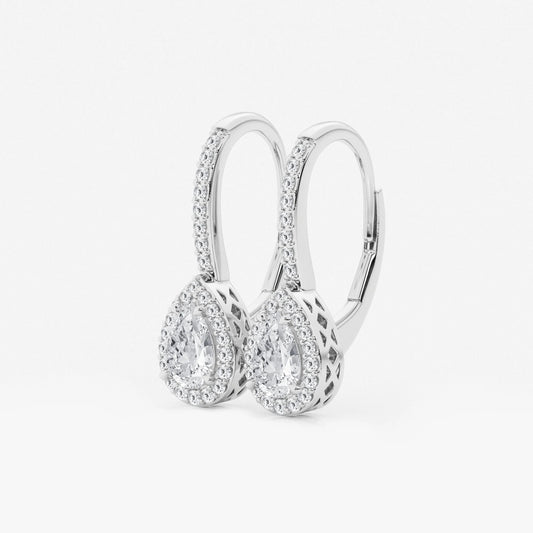 Pear Moissanite Diamond Halo Fashion Earrings