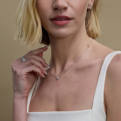 Heart Moissanite Diamond Halo Pendant